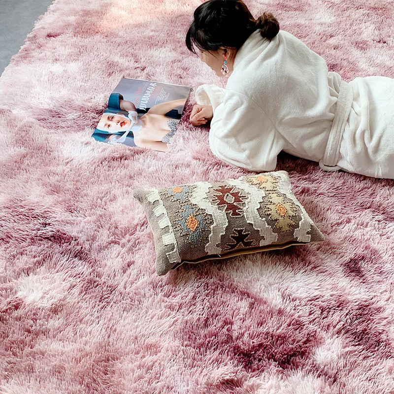 Fluffy Tie Dye Carpets For Bedroom Decor Modern Home Floor Mat Large Washable Nordica In The Living Room Soft White Shaggy Rug | Дом и сад
