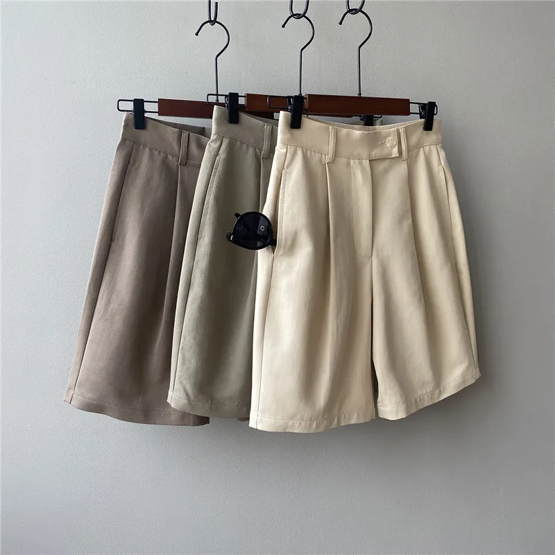 

Summer Women Casual Knee Length Cargo Pants Washed Cotton Pure Color Loose Slim Straight Female Trousers
