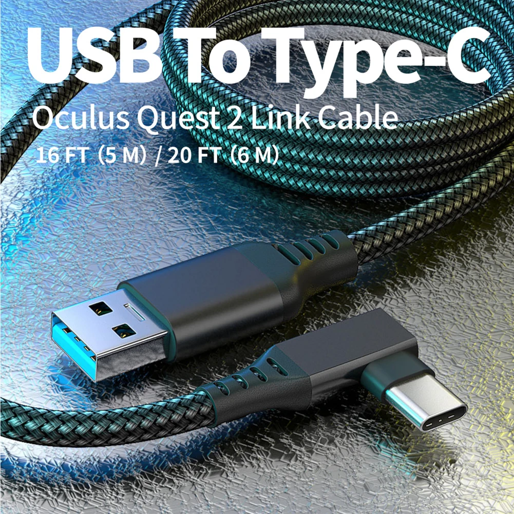 

Data Transfer Right Angle Link Cable Durable Fast Charging For Oculus Quest 2 VR link Accessories