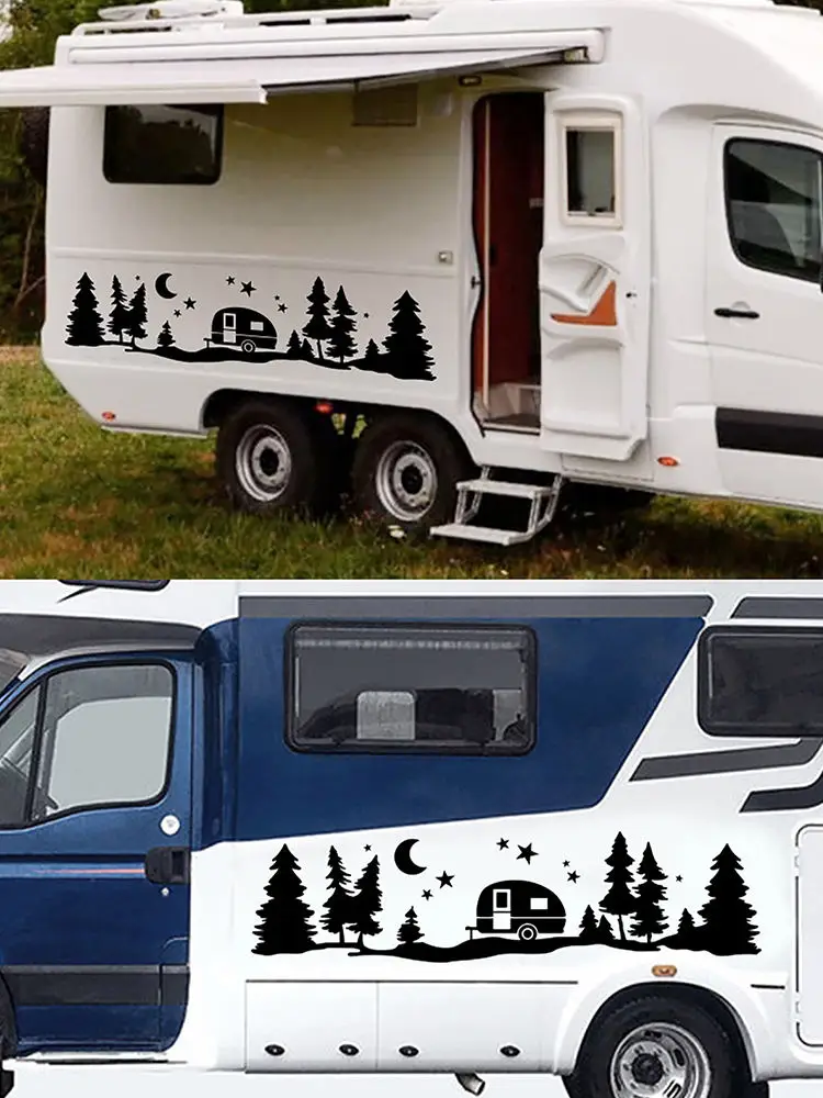 Большая виниловая наклейка на стену в виде звездного леса и гор | Автомобили