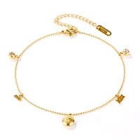 charms gold color letter zircon womens anklet stainless steel ankle bracelet on the leg chain beach jewelry anklets wholesale