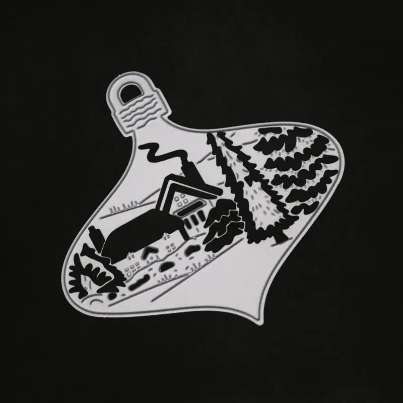 Новогодняя елка с домиками металлическая прорезной трафарет для окраски DIY