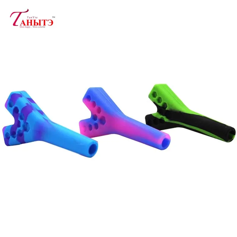 

Creative Silicone Y-Shape Portable Pipes for Smoking Weed Grinder Tobacco Cigarette Accessories Straight Two-hole Tobacco Pipe