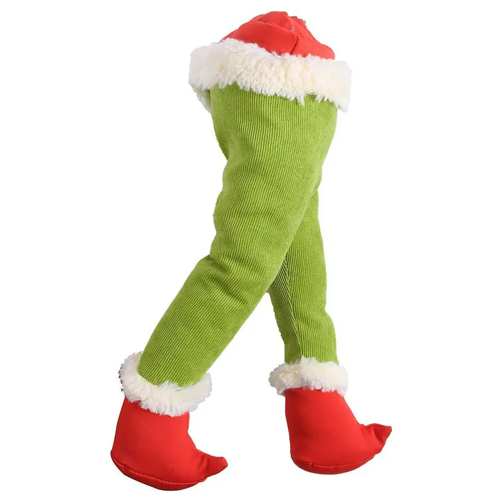 

Украшение для рождественской елки, зеленые протезированные ножки, плюшевые дверные украшения, ножки Санта-Клауса, эльфа, рождественские Фо...