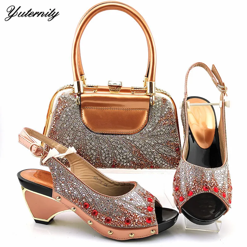 2021 нигерийская Свадебная обувь и сумка в комплекте Комплект африканском стиле