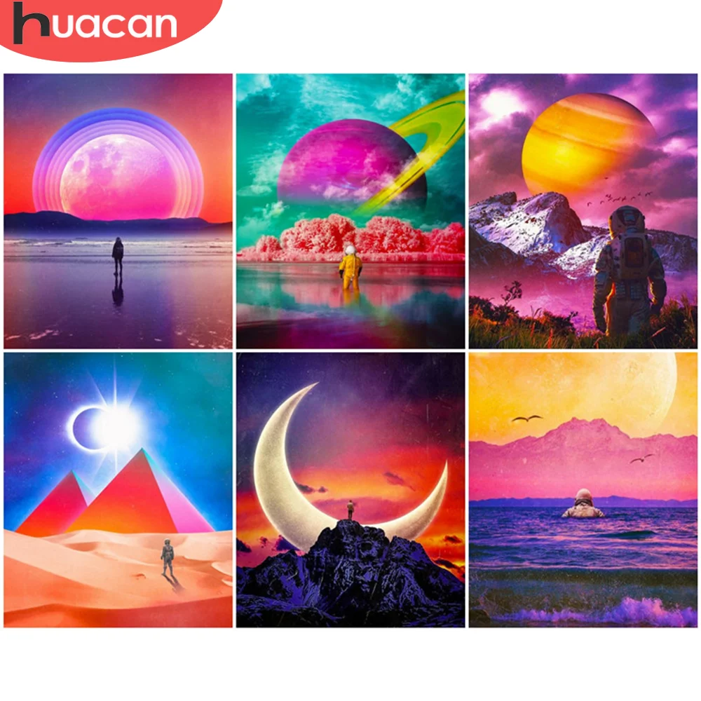 HUACAN картинки по номерам Луна пейзаж масляная краска ing Art подарок DIY Краска номеру