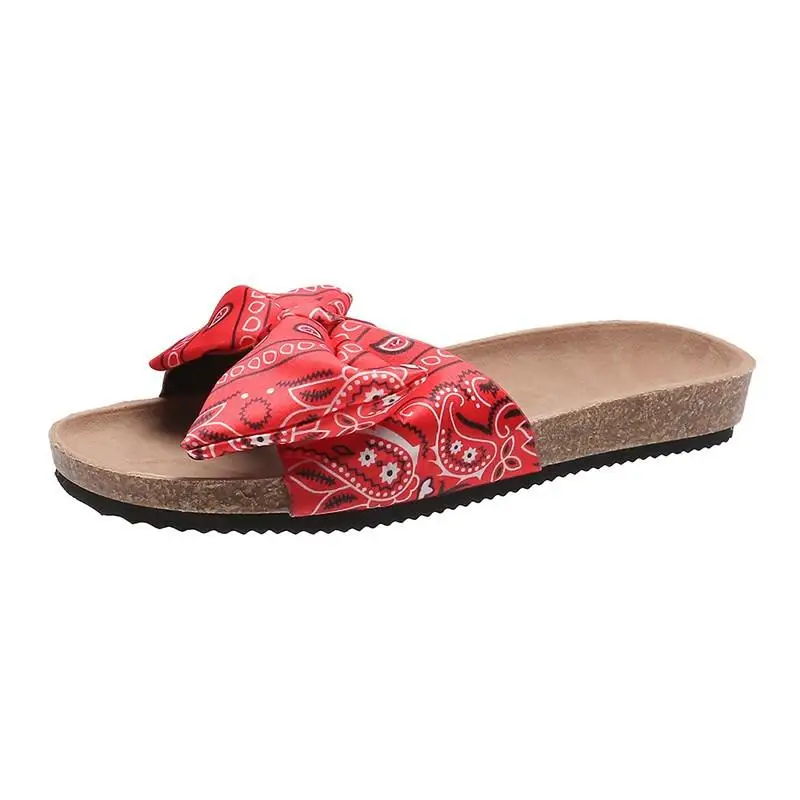 

2021 Women Summer Bohemia Cute Bowknot Flax Flip Flops Female Beach Shoes Sandals Slipper Slides Zapatos De Mujer Size 36-43
