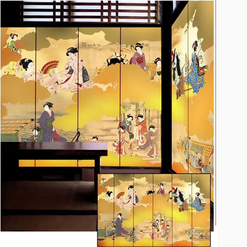 Японский женский ярко-желтый фон 3D фото настенная бумага s для японской кухни