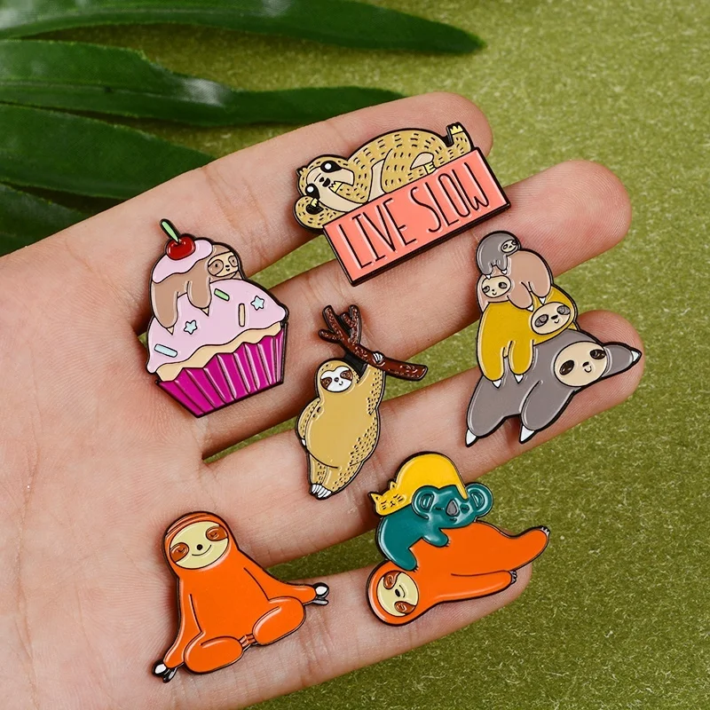 15 видов стилей милый Ленивец коала эмалевые булавки ленивый флэш значок