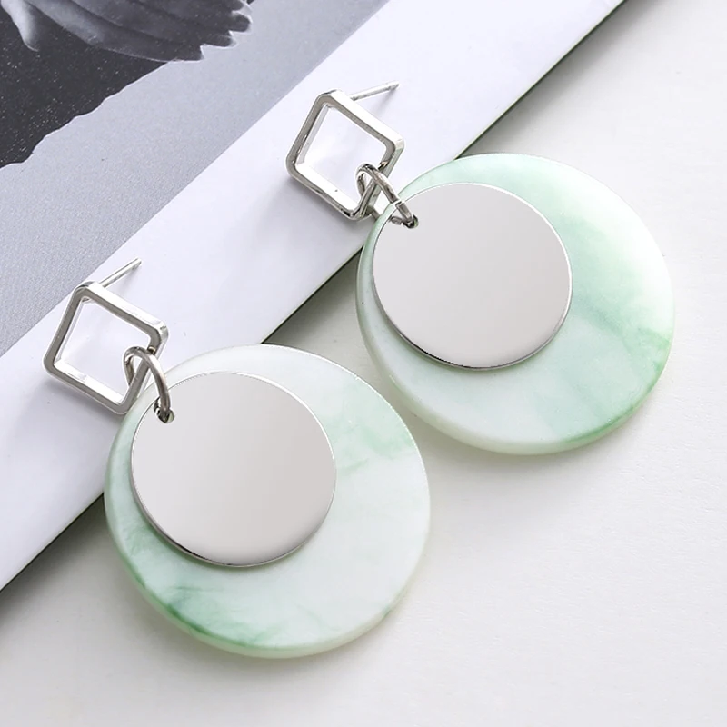 Корейские милые геометрические круглые Висячие серьги для женщин разноцветные