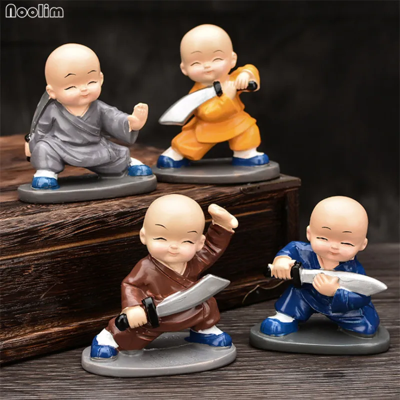 4 шт./компл. соломенная шляпа из смолы милые маленькие статуэтки монахов четыре