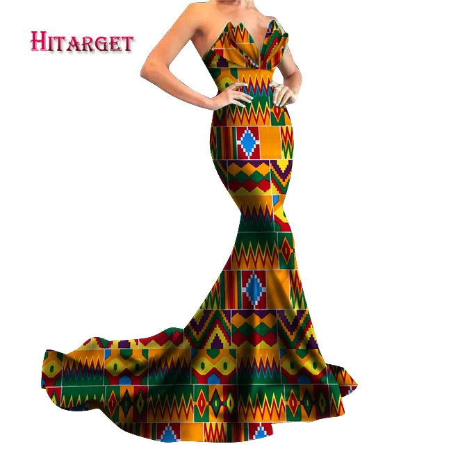 new Danshiki Africa Dress for Women Bazin Riche Sexy Wedding Party sleeveless long Dress Traditional African Clothing WY5862