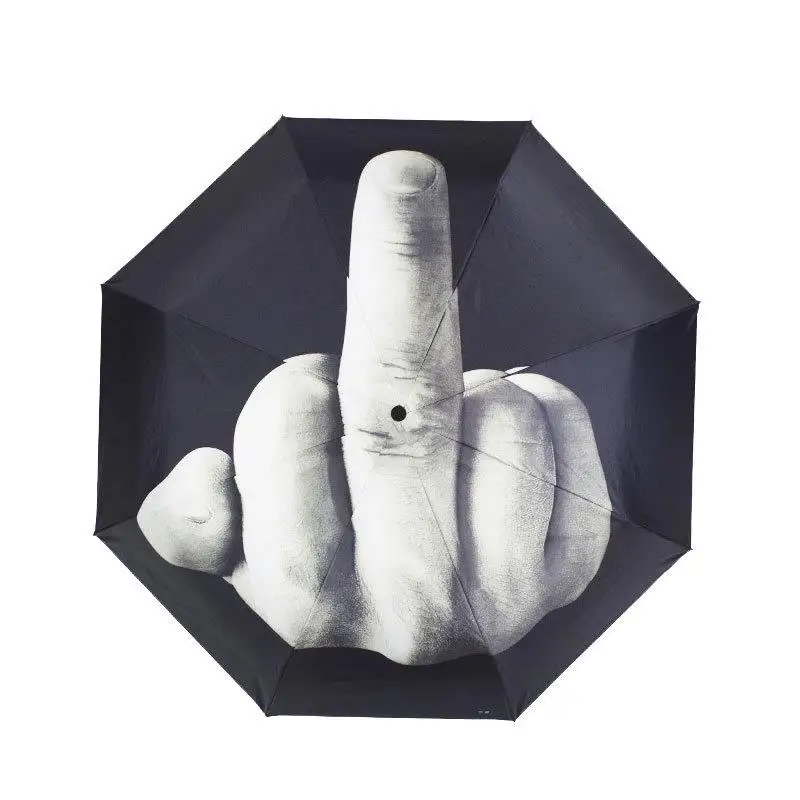 

Creative personality trend vertical middle finger umbrella male student folding full manual weather proof fashion three