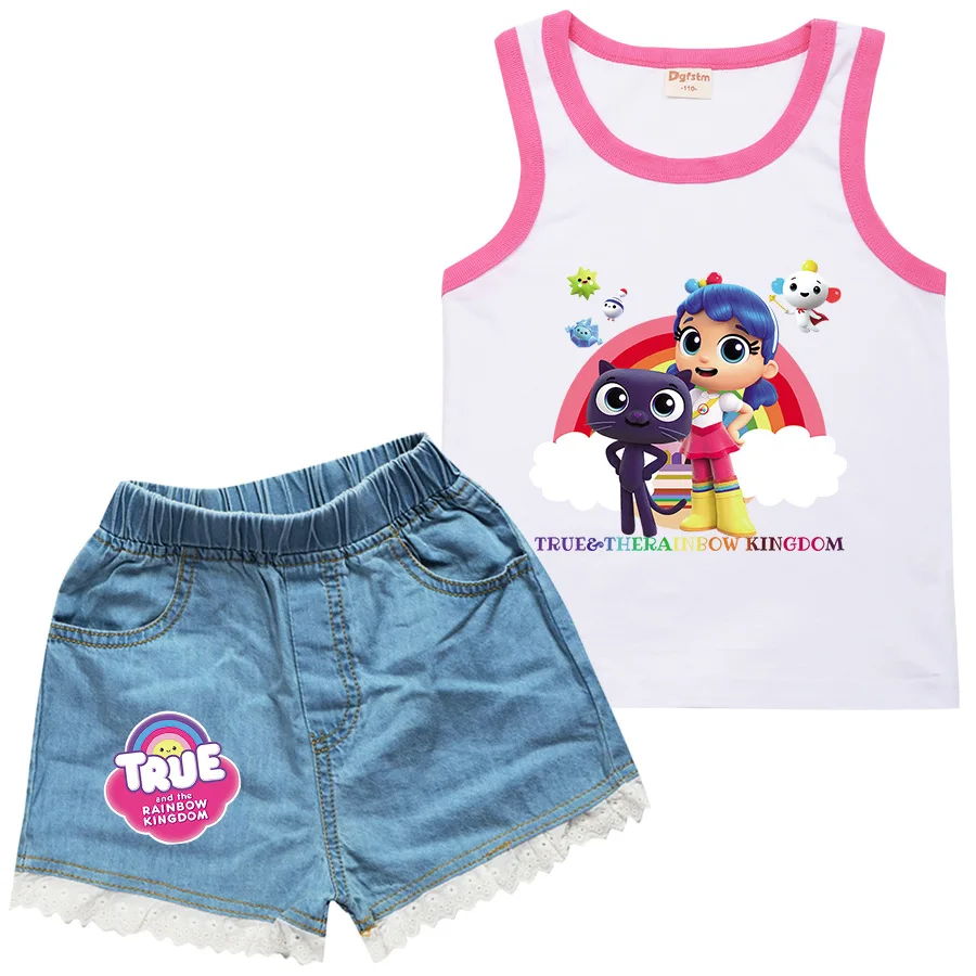 Милая повседневная одежда в стиле истины и радуги Детский комплект из жилета