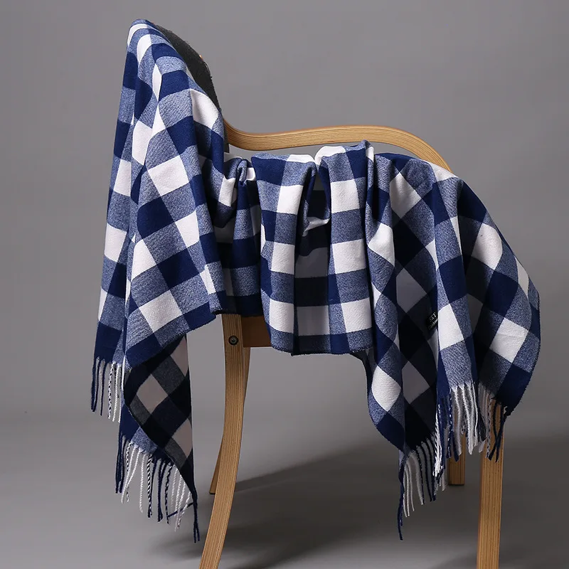 

Осенне-зимний новый женский теплый шарф в клетку толстые кашемировые женские шарфы из пашмины женские Универсальные женские шарфы
