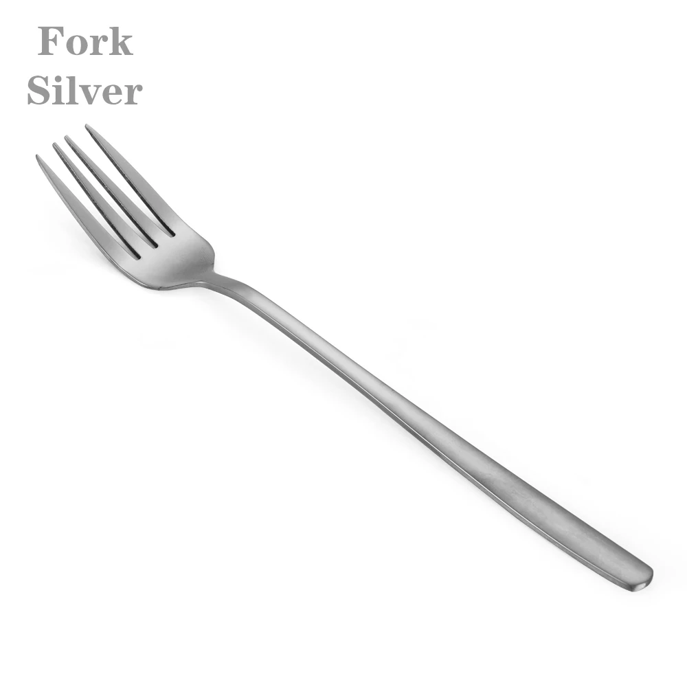 Fork silver 1 шт. из нержавеющей стали Радужный цвет длинная ручка еда вилка ложки Чай Кофе лапша суп столовая посуда кухонные принадлежности - Цвет: Fork silver
