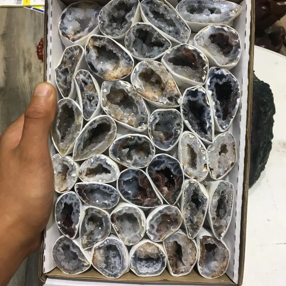 Natural rough Small Agate Quartz Geodes For Gifts 2pcs | Дом и сад