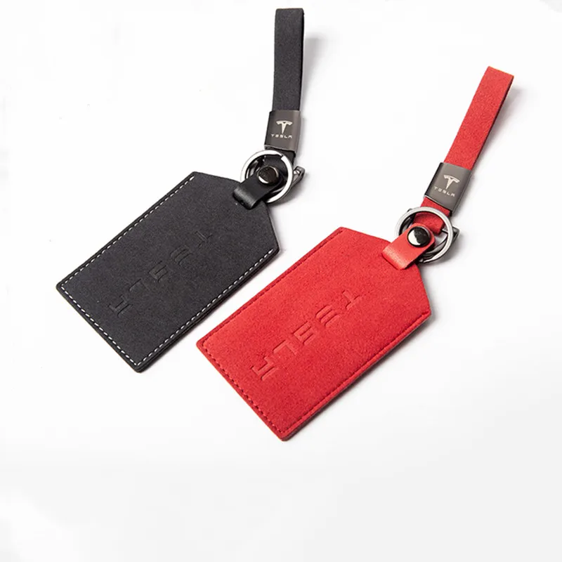 

Car Key Card Holder Cover Leather Key Chain With Hand Strap for Tesla Model Model 3 2021 Accessories