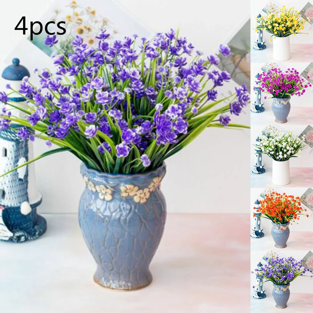 

4 Bundles Artificial Flowers Fake Outdoor Plants Faux Plastic Home Garden Decor Silk Bouquet Peony Artificial Fake Flowers