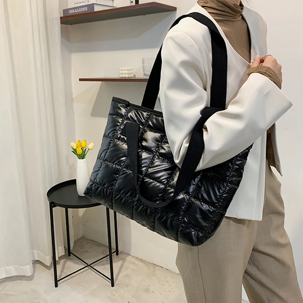 Женская модная однотонная Сумка-тоут женские сумки через плечо стеганая зимняя