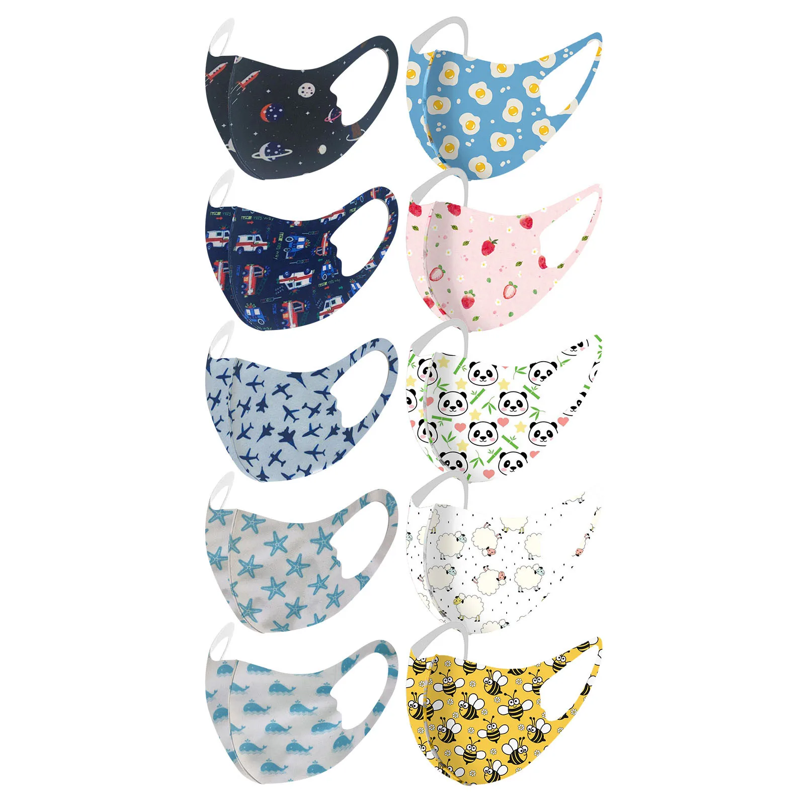 

10 шт., детские маски для лица, с рисунком