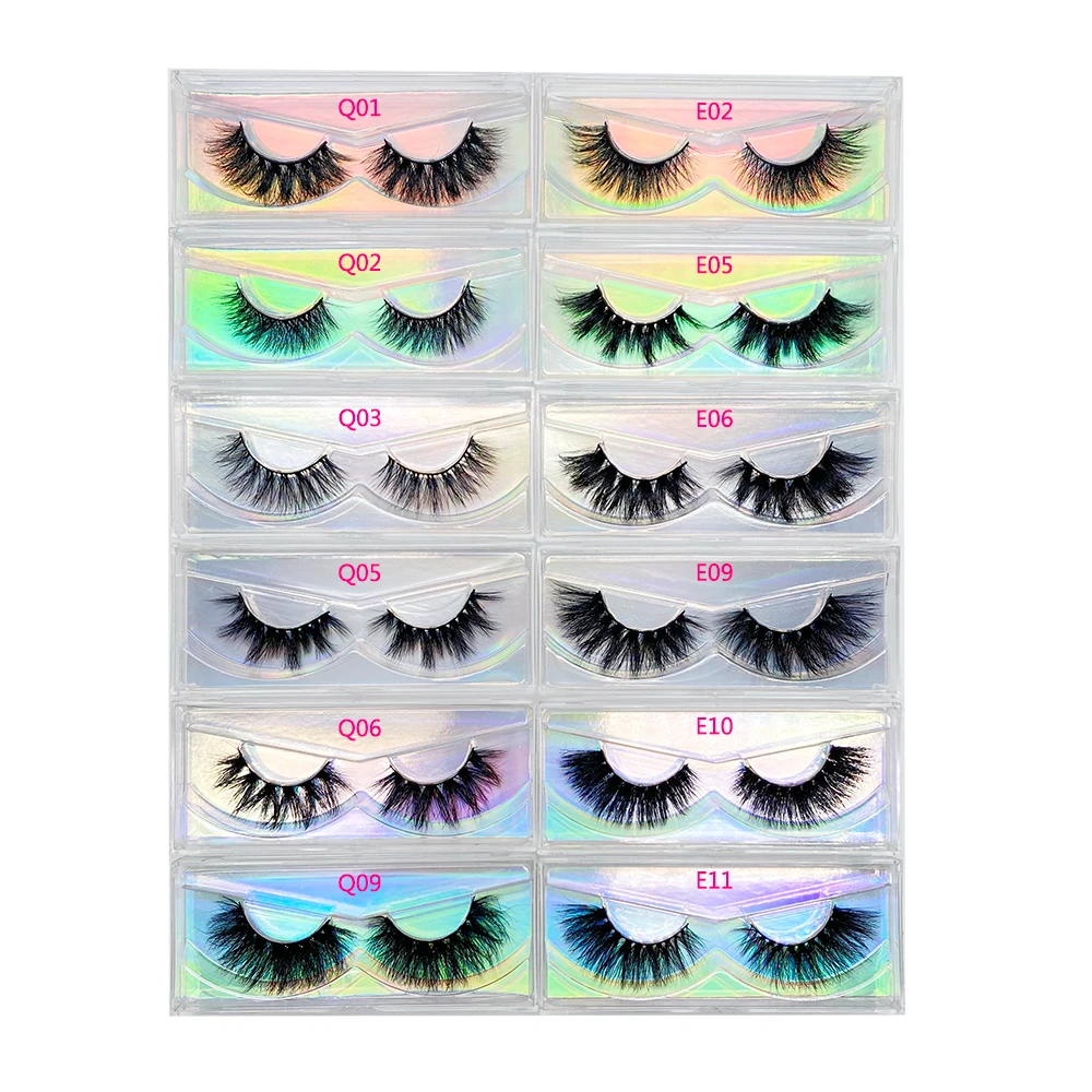 D22 17MM 5D Mink Eyelashes Natural Fluffy Extension Colorful Reflective Cross Party Holiday Simulation Hair 3D Eye Lashes E14 images - 6