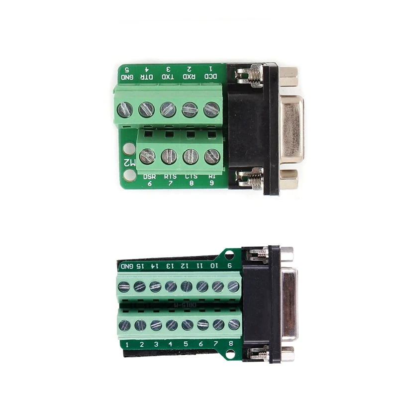 2 шт. адаптер: 1 DB15 D SUB VGA 15Pin Женский адаптер Jack терминал Breakout PCB плата и RS232 DB9