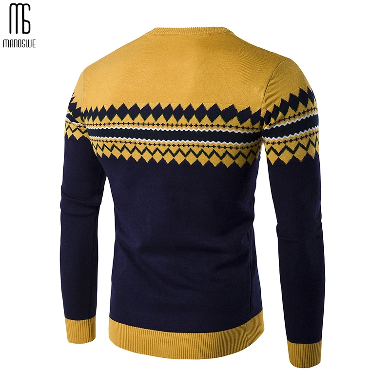 Мужской трикотажный свитер Manoswe повседневный теплый пуловер в стиле пэчворк с