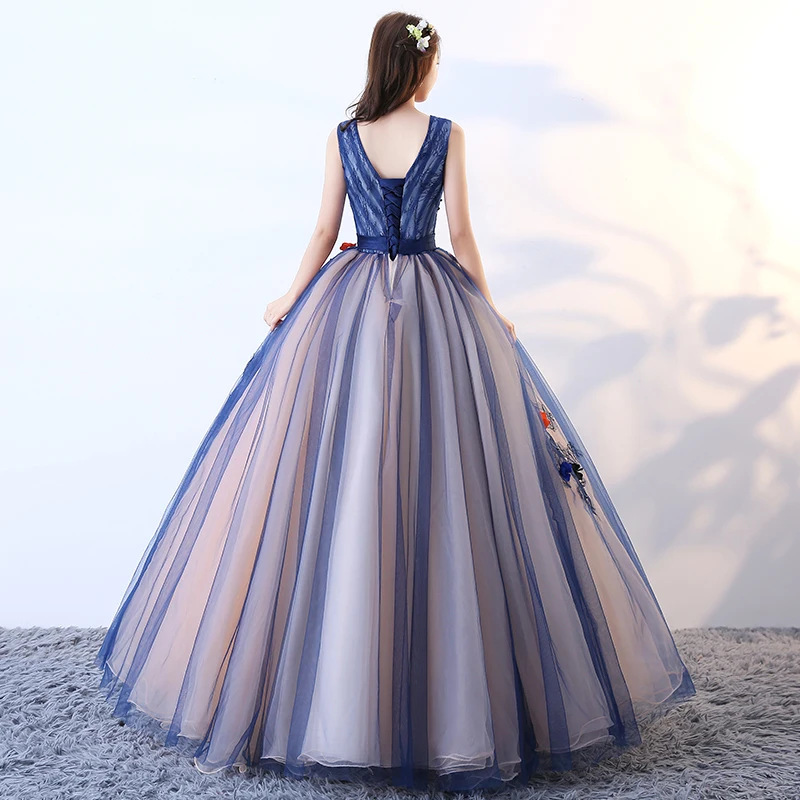 Это Yiya свадебное платье Элегантное светло-синее с v-образным вырезом Свадебное бальное платье плюс размер цветы невесты Тюлевое Платье De Mariee CH207