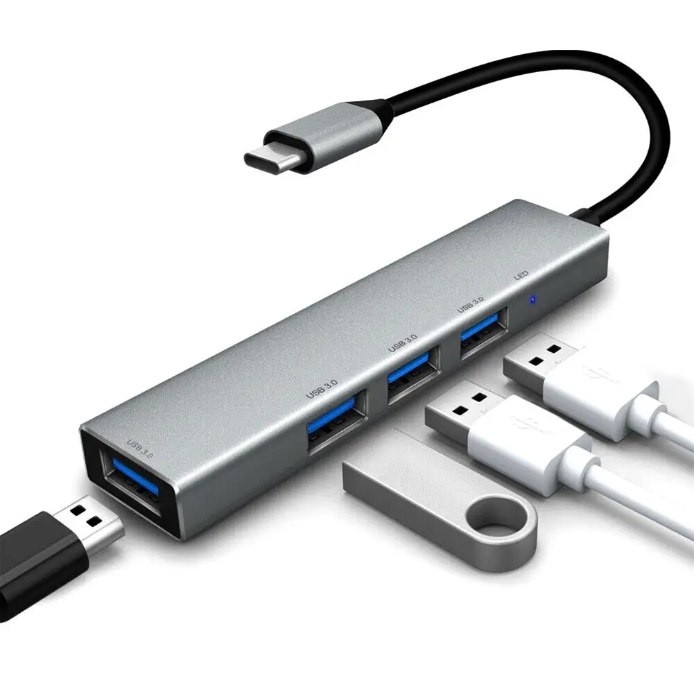

Портативный кабель-переходник 3,1 Type-C на USB 3,0 с 4 портами