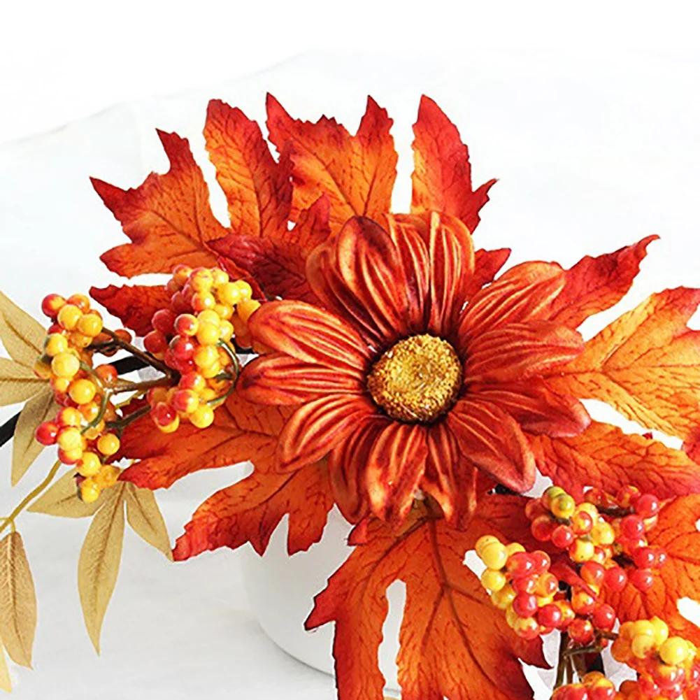 

Chrysanthemum Fall Wreath Decoration Autumn Wreath With Maple Leaves Berries Harvest Wreath For Front Door Home Decor