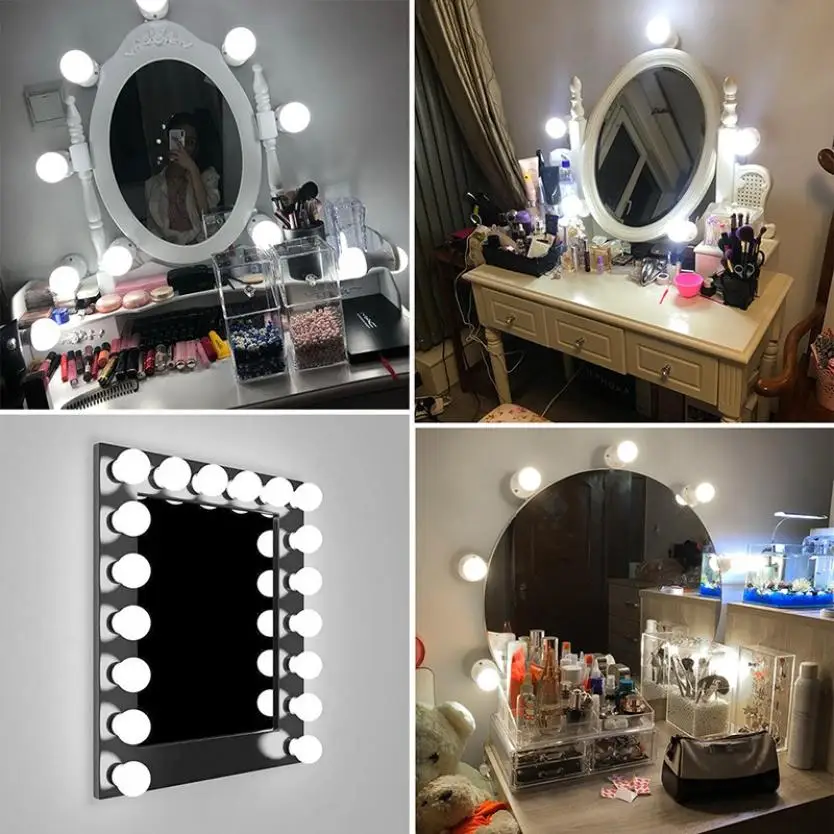 

led mirror light three-tone light USB mirror front light touch switch dressing table fill light Hollywood vanity mirror bulb