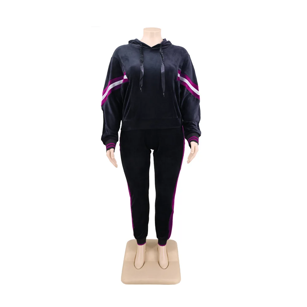 

Plus Size Clothing 5XL 2 Piece Set Women Coral Velvet Sweatsuit Hoodie Tracksuit Sweatpants Winter Outfit Wholesale Dropshipping