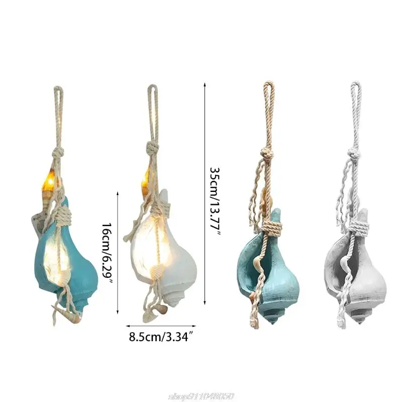2 Pcs Mediterranean Style Resin Simulation Conch Pendant Marine LED Ornaments Gifts Home Party Beach Wall S09 21 Dropship | Дом и сад