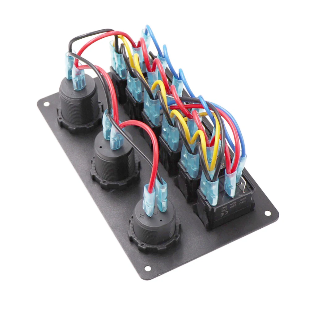 Универсальный автомобильный Морской Переключатель 12V~ 24v Красочный Цифровой вольтметр+ двойной USB порт+ кулисный переключатель управления панель с синим светодиодом