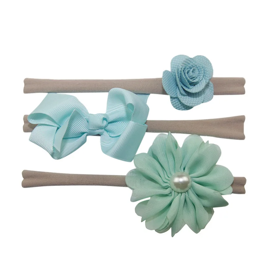 Baby Headband Flower 3Pcs Kids Elastic Floral Hair Girls baby Bowknot Hairband Set | Детская одежда и обувь
