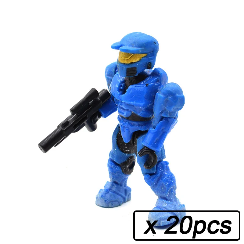 20 шт./лот, строительные блоки "воины", "люди", кирпичи, Halo Wars, игры, пластиковые доспехи для детей, сделай сам, подарки, игрушки с оружием, пистолеты - Цвет: 20pcs MB80