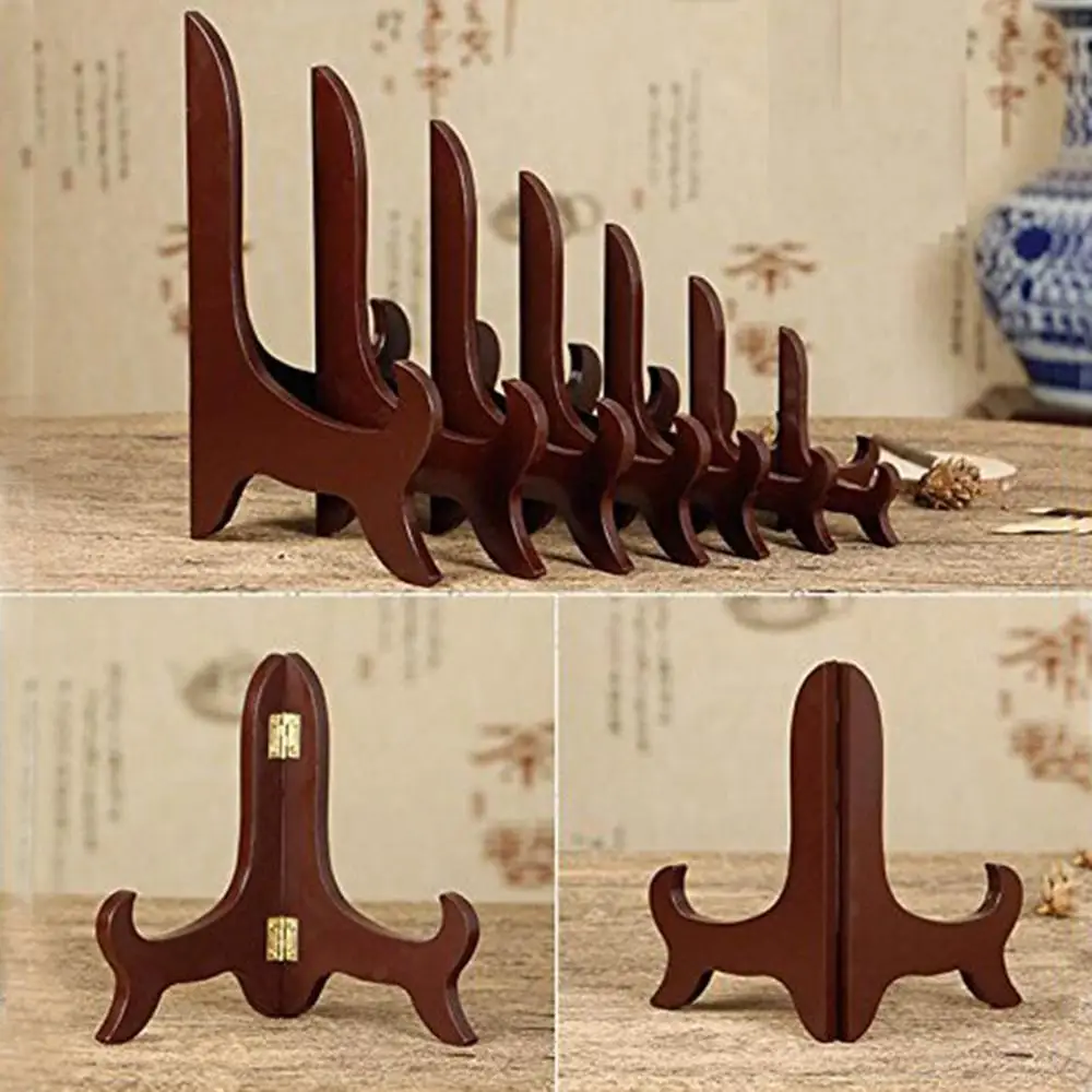 Деревянная складная регулируемая стойка для хранения декоративная тарелок чаши