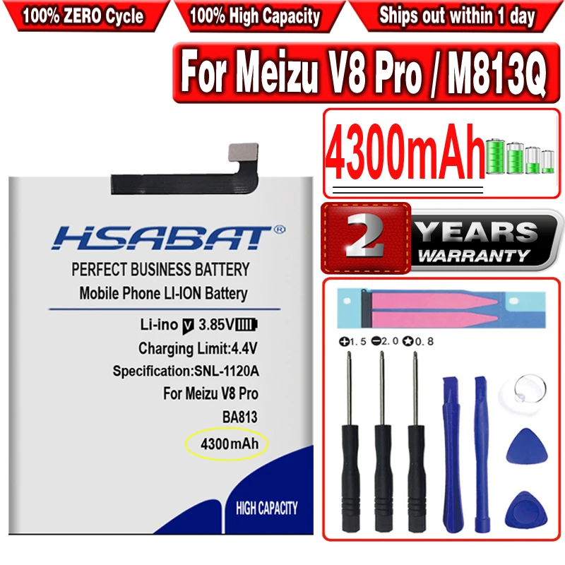 Аккумулятор высокой емкости HSABAT 4300 мАч BA813 для смартфона Meizu V8 Pro V8Pro M813Q|battery for sony