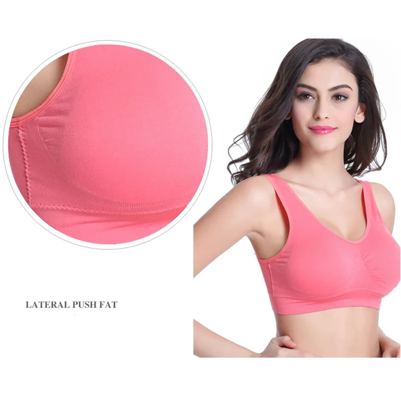 

Sport Bras Sexy Women Underwear Tops Bra Fitness Seamless Nylon Wire Free Double Layer No Pressure Bra Sexy Large Active Bra