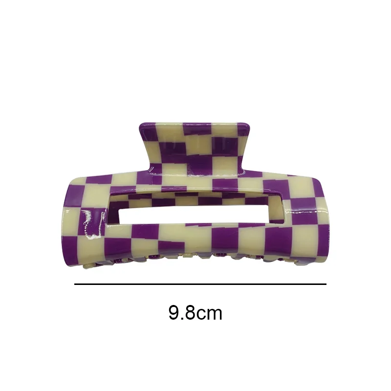 Зажимы для волос женские акриловые крупные в клетку с мозаикой |