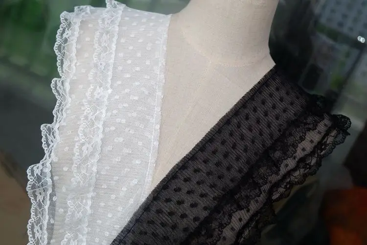 Плиссированные черно-белые кружевные аксессуары 5 метров воротник с рукавами