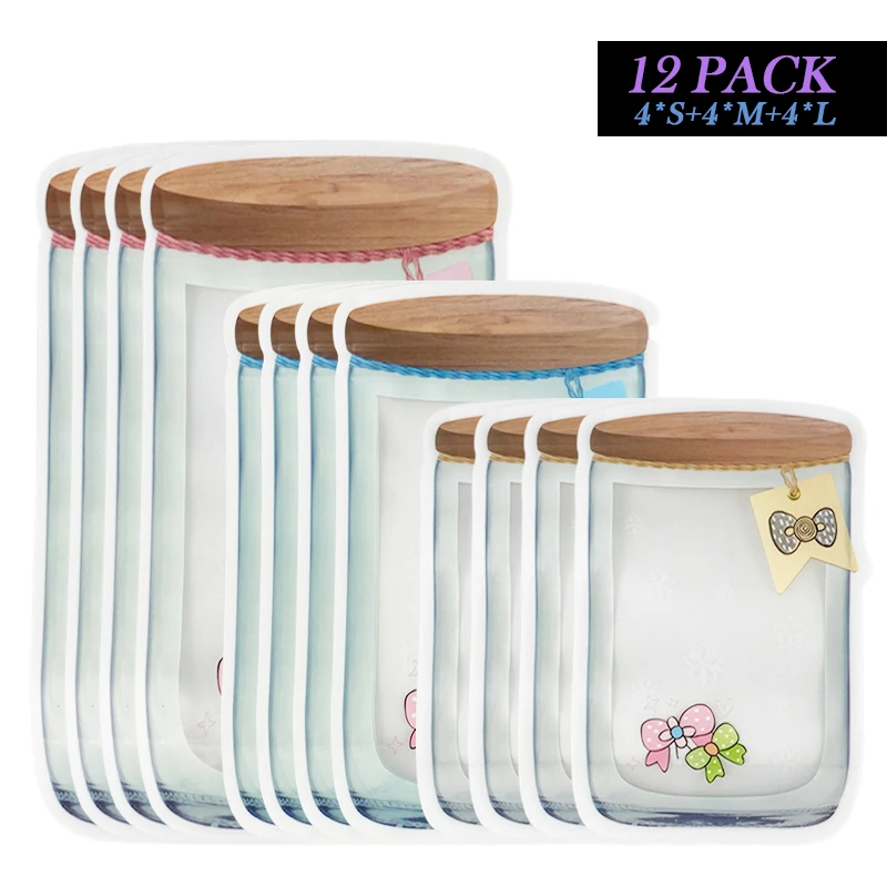 

Sealing Mason Jar Bags Portable Plastic Food Storage Container Snack Cookies Nuts Bag Fresh Food Storage Bag Kitchen Container