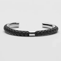 men bangle open cuff wire 316l stainless steel bracelet banlge titanium steel geometric bracelet bangles 18cm leather bangle