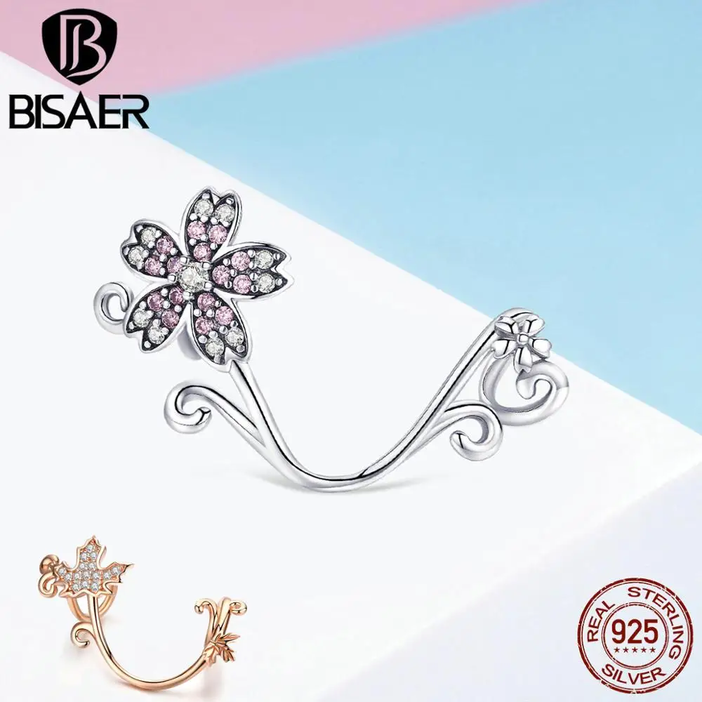BISAER, подарок на год, 925 пробы, серебро, цветущая вишня, цветок, бусины, цветок орхидеи, подвески, подходят для серебра 925, ювелирные изделия ECC1033