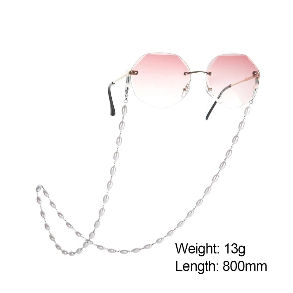 

Teamer Eyeglasses Chain Women Pearl White Beaded Accessories Sunglasses Holder Cord Lanyards Mask Hanging Rope Necklace Gift