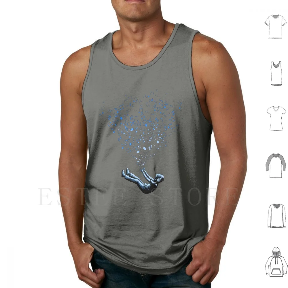 Universe Of Sound Tank Tops Vest Sleeveless Music Universe Note Carbine Fantasy Blue Black Long Womens Womens Relaxed Fit