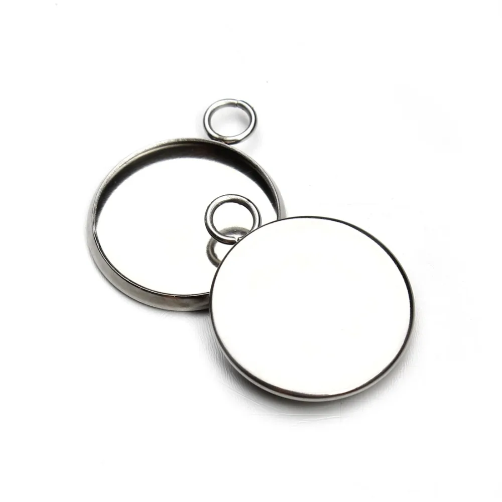 

20pcs 12/14/16/18/20/30mm Stainless Steel Pendant Base Cabochon Settings Blank Base Tray for DIY Fashion Jewerly Making
