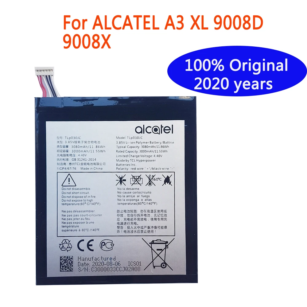 2020 лет высокое качество Мобильный телефон батарея 3000mAh TLP030JC для Alcatel One Touch A3 XL 9008