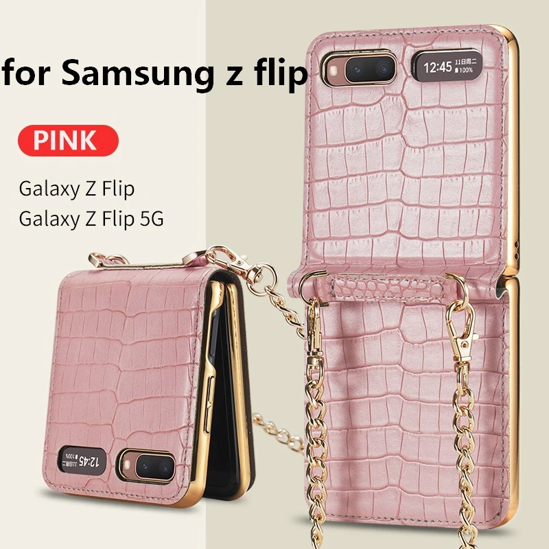 luxury mirror case for samsung z flip 5g cover makeups bag phone case with chain strap shockproof shell for galaxy z flip case free global shipping